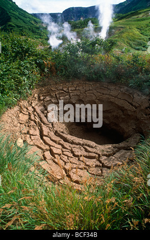 Russland, Kamchakta. Geothermische Vent, Tal der Geysire, Kronotsky-Nationalpark, Kamtschatka, russischen Fernen Osten Stockfoto
