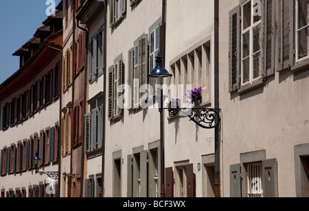 Architektur im alten historischen Teil der Stadt, Augustinerg, Basel, Schweiz, Europa. Stockfoto