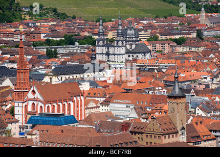 Deutschland, Bayern / Bayern, Würzburg, Blick von Festung Festung Marienberg Stockfoto