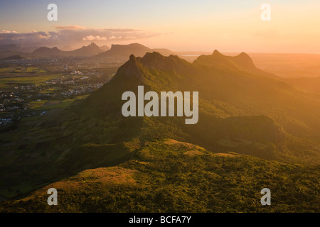 Blick von Le Pouce Peak, Mauritius, Indischer Ozean Stockfoto