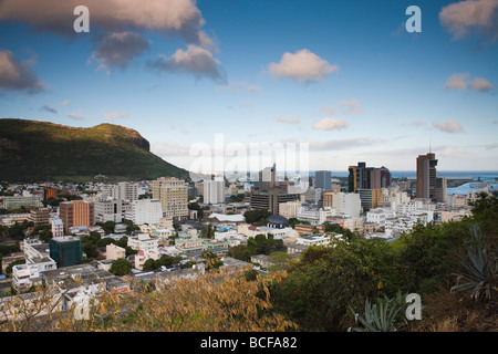 Mauritius, Port Louis, Blick auf die Stadt von Fort Adelaide, Morgendämmerung Stockfoto