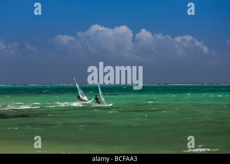 Mauritius, westlichen Mauritius, Le Morne Halbinsel, Windsurfer Stockfoto