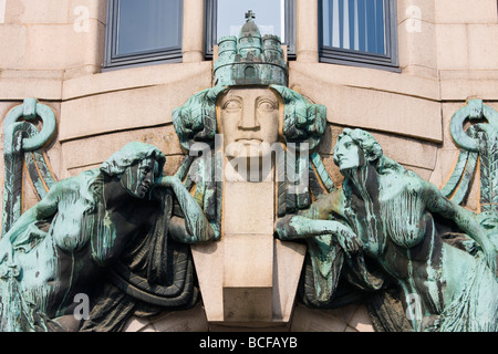 Deutschland, Stand von Hamburg, Hamburg, Fassadendetails, Steinhof 9 Gebäude Stockfoto