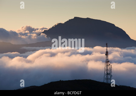 Insel La Réunion, Bourg-Murat, Plaine-des-Cafres, Landschaft in Richtung der Piton des Neiges Stockfoto