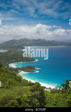 Seychellen, Insel Mahe, Morne Seychellois Nationalpark, Weat Küstenblick aus der Teefabrik Stockfoto