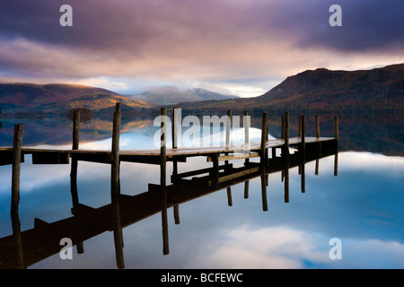 Brandelhow Bay Jetty, Derwentwater, Keswick, Lake District, Cumbria, England Stockfoto