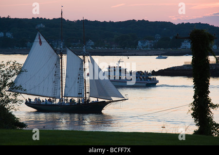 USA, Massachusetts, Cape Ann, Gloucester, Gloucester Hafen und Schoner Thomas Lannan Stockfoto
