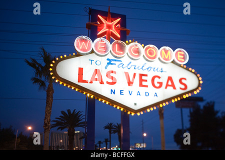 Willkommen Sie USA, Nevada, Las Vegas, bei Fabulous Las Vegas Sign, streut Stockfoto