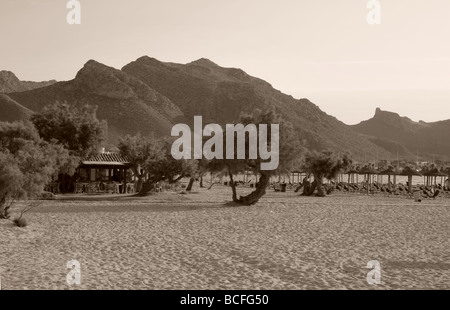 Der mallorquinische (Ballearic Inseln von Spanien) Ferienort Puerto Pollenca (Port de Pollenca) in nostalgischen Sepia fotografiert Stockfoto