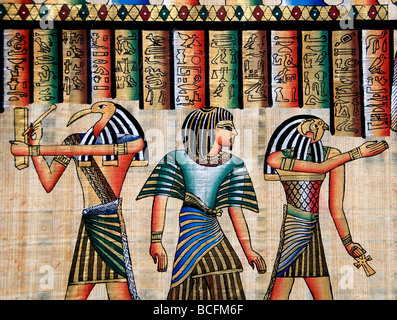 Neuen ägyptischen Gemälden aus pharaonischen Zeiten auf Papyrus Papier Ägypten Kairo Stockfoto