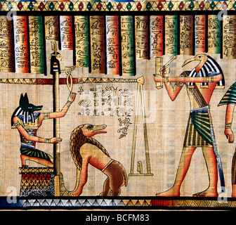 Neuen ägyptischen Gemälden aus pharaonischen Zeiten auf Papyrus Papier Ägypten Kairo Stockfoto