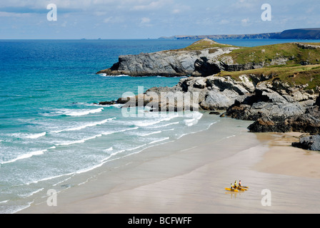 Lusty Glasur Strand von Newquay in Cornwall, Großbritannien Stockfoto