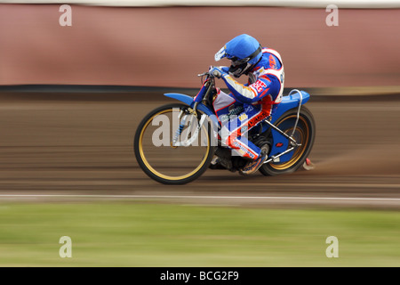 Speedwayrennen an Svansta Rennstrecke in Nyköping, Schweden. Stockfoto