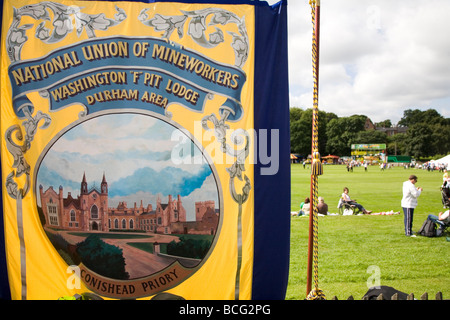 Das Washington F Pit Lodge Banner erscheint Durham Miner Gala 2009. Stockfoto