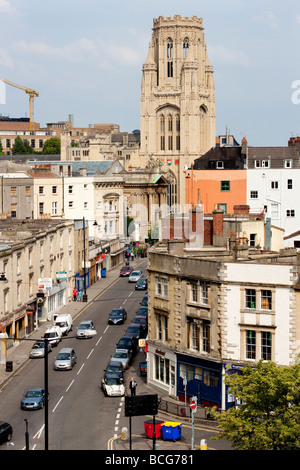 Blick auf Wills Memorial Building und Universitätsviertel von Clifton Bristol UK Stockfoto