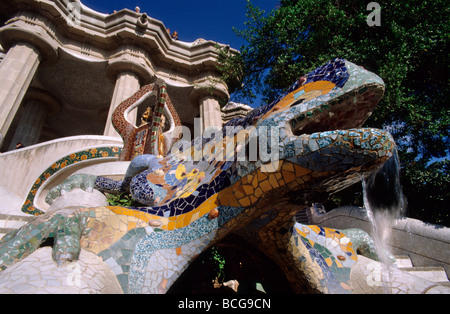Dragon Park Güell von Gaudí Barcelona Katalonien Spanien Stockfoto