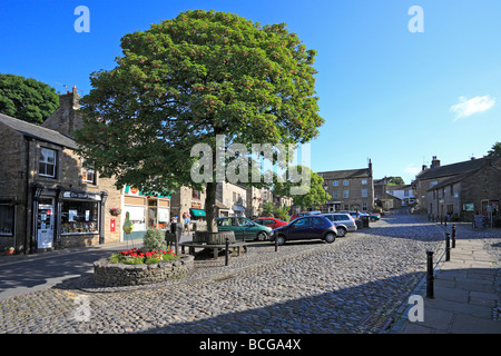 Gepflasterten Platz Grassington, Yorkshire Dales National Park, North Yorkshire, England, UK. Stockfoto