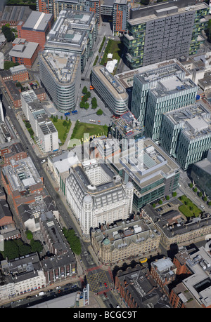 Manchester City, Quay Street und dem Business Bereich, aus der Luft, Juli 2009, Nordengland Stockfoto