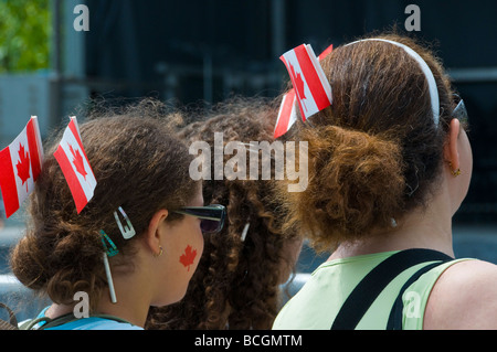 Kinder am Canada Day Feierlichkeiten Montreal Stockfoto