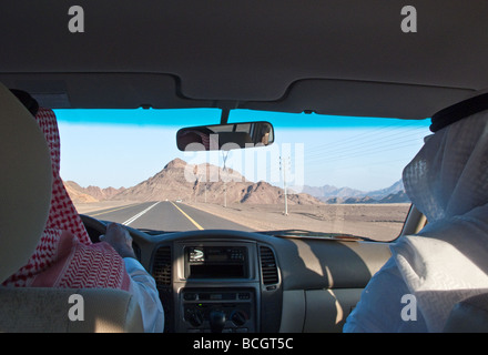 Blick auf die Berge auf der Straße von Medina nach Al Ula Stockfoto