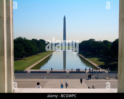 Washington Monument gesehen von der Lincoln Memorial, Washington DC Stockfoto