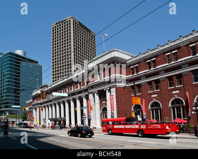 Pazifische zentrale Vancouver Sightseeing Bus Innenstadt Himmel Bahnhof terminal Vancouver City Kanada Nordamerika Stockfoto