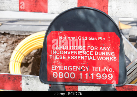 Verlegung einer neuen Gaspipeline in Ambleside Cumbria UK Stockfoto