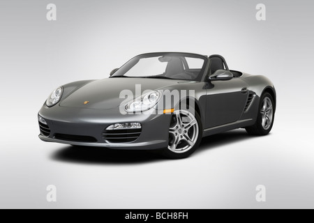 2009 Porsche Boxster grau - Winkel-Vorderansicht Stockfoto