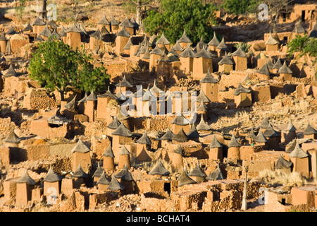 Traditionelles Dorf Hütten in Na Youga in zahlt Dogon in Mali Stockfoto