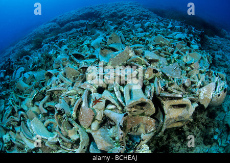 Amphora-Bereich am Meer unten Insel Vis Dalmatien Adria Kroatien Stockfoto