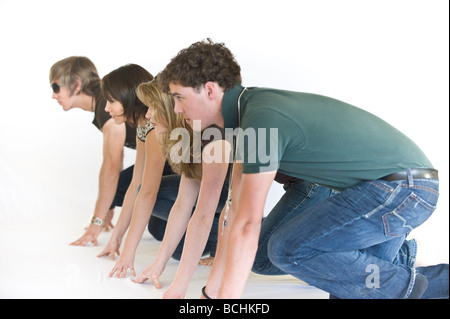 Vier junge Menschen starten ihre Karriere Stockfoto