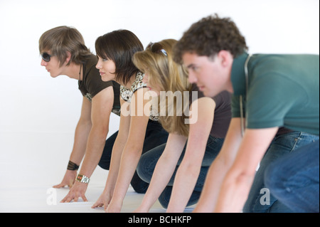 Vier junge Menschen starten ihre Karriere Stockfoto