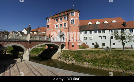 Ried City Gate Fluss-Kanal Wornitz Donauworth in Bayern der romantischen Straße Deutschland Mai 07 Stockfoto