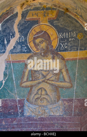 Ruinen der St.-Nikolaus-Kapelle mit Wandmalereien aus dem 17. Jahrhundert in der Nähe von Sami auf der Insel Kefalonia Griechenland GR Stockfoto