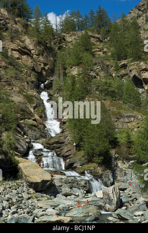 Lillaz Wasserfall in der Nähe von Cogne, im Valle d ' Aosta, Italien Stockfoto