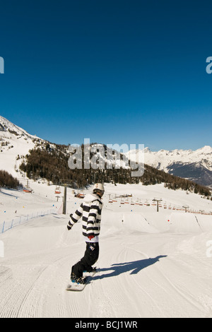 Snowpark Pila Aosta Italien Stockfoto