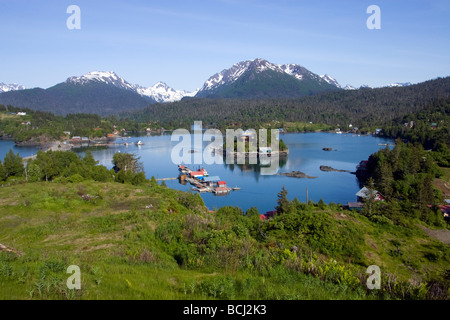 Halibut Cove in Kachemak Bay gegenüber Homer, Alaska im Sommer Stockfoto