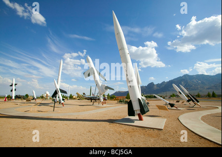 Raketen auf dem Display an der White Sands Missile Range Museum in New Mexiko Stockfoto