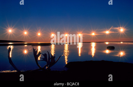 Midnight Sun Solstice Multi-Exposure arktischen Alaska Stockfoto