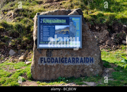 Skye Museum Informationen Board bei Flodigarry, Trotternish, Isle Of Skye, innere Hebriden, Schottland, Vereinigtes Königreich, Europa. Stockfoto