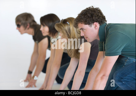 Vier junge Menschen starten ihre Karriere Stockfoto