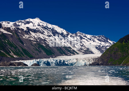 Überraschung-Gletscher in Harriman Fjord gesehen von der Terrasse auf dem Klondike Express Tourenboot, Prince William Sound, Alaska Stockfoto