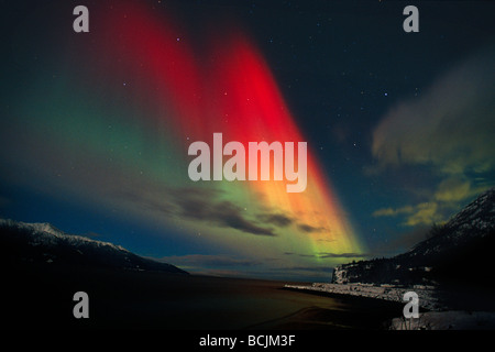 Nordlicht über Turnagain Arm SC AK Winter Stockfoto