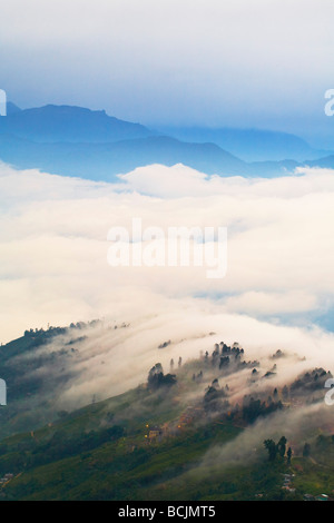 Indien, Westbengalen, Darjeeling, Observation Hill, Bhanu Bhakta Sarini Wolken über Darjeeling im Morgengrauen Stockfoto