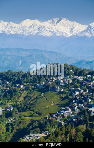 Indien, Westbengalen, Darjeeling, Ansicht von Darjeeling und Kanchenjunga, Kangchendzönga-Sortiment Stockfoto