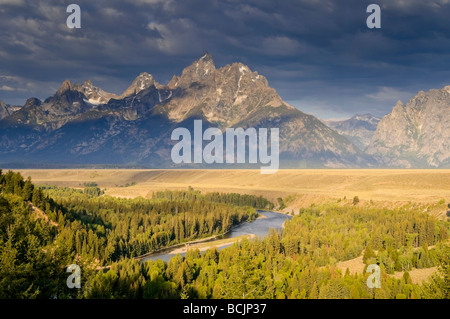 Snake River Overlook und Teton Bergkette, Grand-Teton-Nationalpark, Wyoming, USA Stockfoto