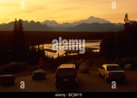 Mt McKinley Sonnenuntergang Suche Denali Natl Park Interior AK Sommer Szene Stockfoto
