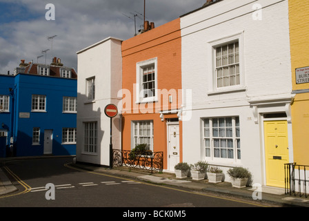 Farbige Häuser Godfrey Street und Burnham Straße Chelsea London SW3 Stockfoto