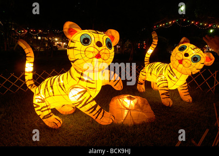 Mid-Autumn Festival verschiedene chinesische Figuren, die Lunar Mondfest oder Mooncake Festival, China Hong Kong zu feiern Stockfoto