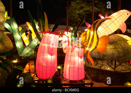 Laternen Dekoration während der Mid-Autumn Festival oder Mondfest im Victoriapark in Causeway Bay Hong Kong China Stockfoto